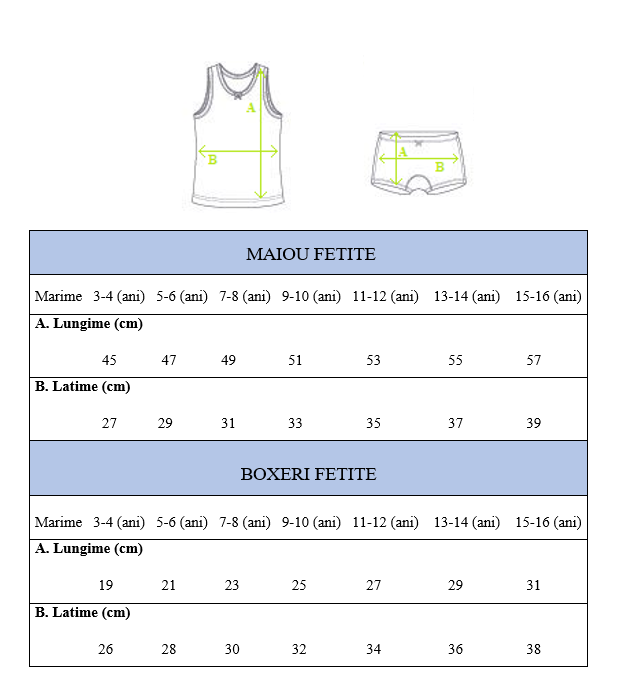 Set boxeri si maiou fetite (Model 5)