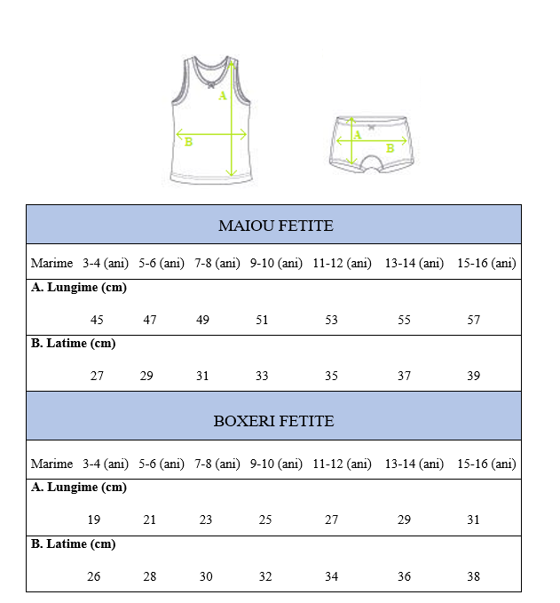 Set boxeri si maiou fetite (Model 2)